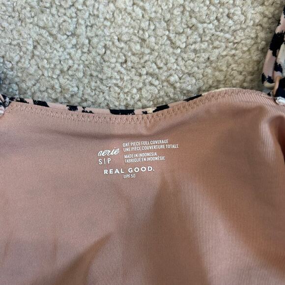 NWT Aerie Leopard Print Wrap One Piece Swimsuit Spaghetti Full Coverage - Picture 6 of 7